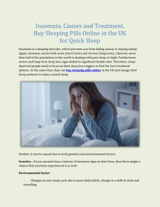 Sleeping Pills Online in the UK for Quick Sleep - UKSLP