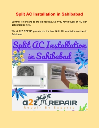 Top Service Split AC Installation in Sahibabad