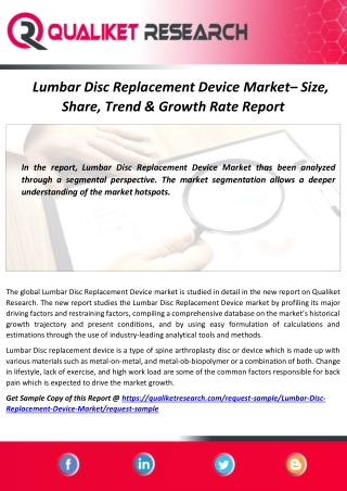 COVID-19 Analysis of Lumbar Disc Replacement Device Market Size, Share and Trend Analysis 2020-2027