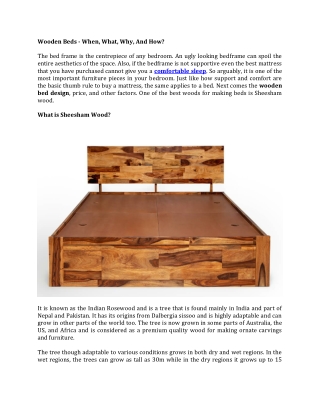 Wooden Beds - When, What, Why, And How?