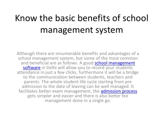 Know the basic benefits of school management system