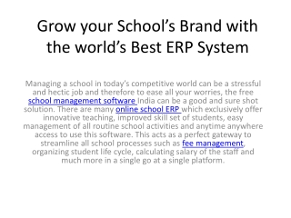 Grow your School’s Brand with the world’s Best ERP System