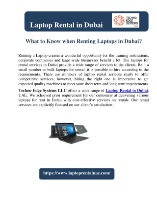 What to Know when Renting Laptops in Dubai?