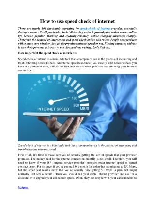 How to use speed check of internet