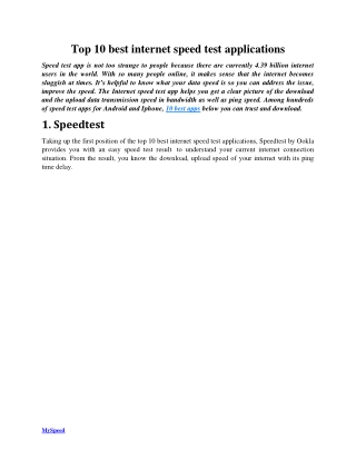 Top 10 best internet speed test applications