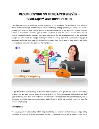 Cloud Hosting Vs Dedicated Server – Similarity and Differences