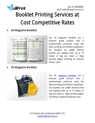 Booklet Printing Services at Cost Competitive Rates