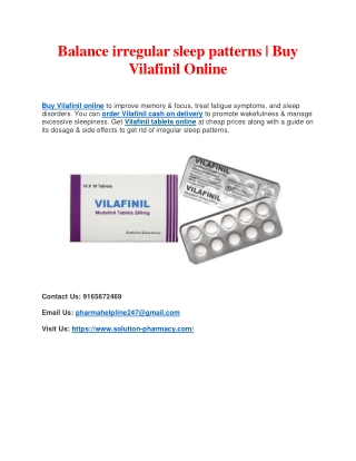 Balance irregular sleep patterns | Buy Vilafinil Online