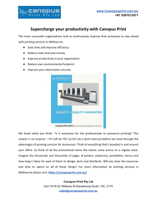 Supercharge your productivity with Canopus Print