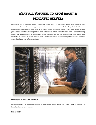 What All you Need to Know About a Dedicated Server?