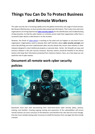 Things You Can Do To Protect Business and Remote Workers