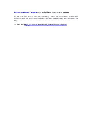 Android Application Company - Get Android App Development Services