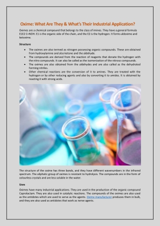 Oxime: What Are They & What’s Their Industrial Application?