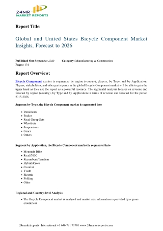 Bicycle Component Market Insights, Forecast to 2026