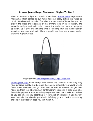 Armani Jeans Bags: Statement Styles To Own!