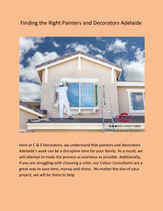 Finding the Right Painters and Decorators Adelaide