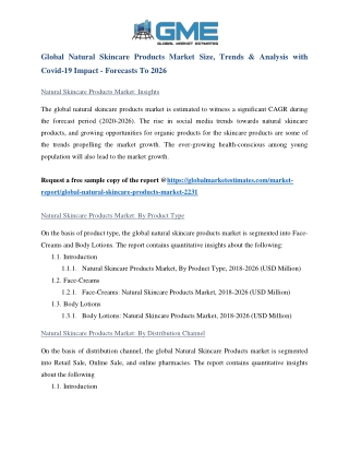 Global Natural Skincare Products Market Size, Trends & Analysis with Covid-19 Impact – Forecasts to 2026