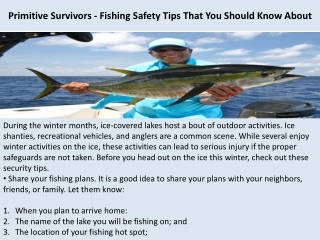 Primitive Survivors - Fishing Safety Tips That You Should Know About