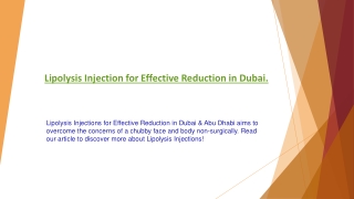 Lipolysis Injection for Effective Reduction in Dubai.