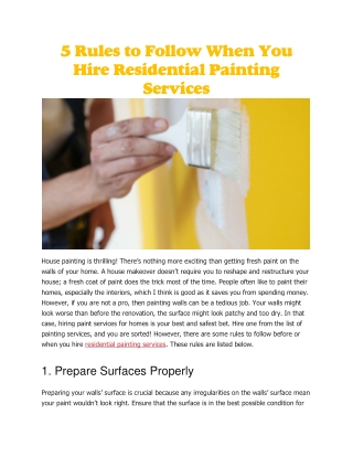 Residential painting services