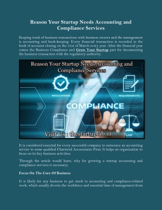 Reason Your Startup Needs Accounting and Compliance Services