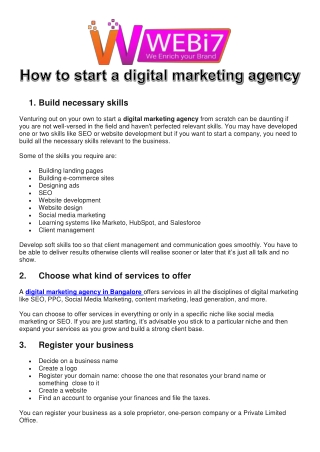 How to start a Digital Marketing agency?