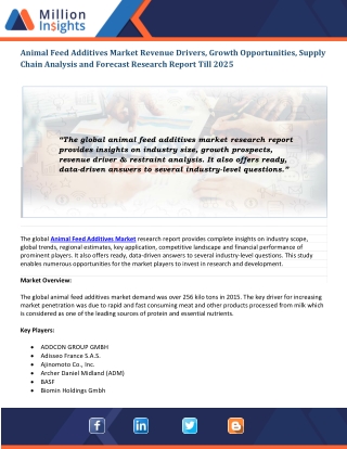 Animal Feed Additives Market Growth Analysis & Forecast Research Report, 2025