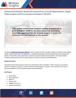 Animal Feed Enzymes Market Worldwide Trends and Top Manufacturers, 2025