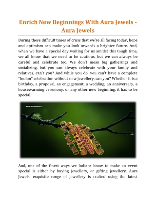 Enrich New Beginnings With Aura Jewels - Aura Jewels