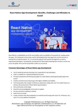 React Native App Development: Benefits, Challenges and Mistakes to Avoid!