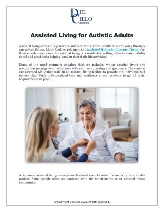 Assisted Living for Autistic Adults