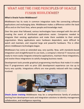 What Are The Core Principles Of Oracle Fusion Middleware?