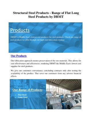 Structural Steel Products DBMT