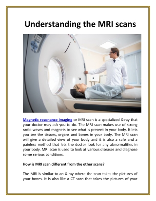 Understanding the MRI scans