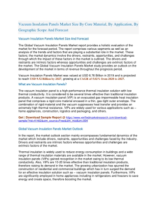 Vacuum Insulation Panels Market Size By Core Material, By Application, By Geographic Scope And Forecast