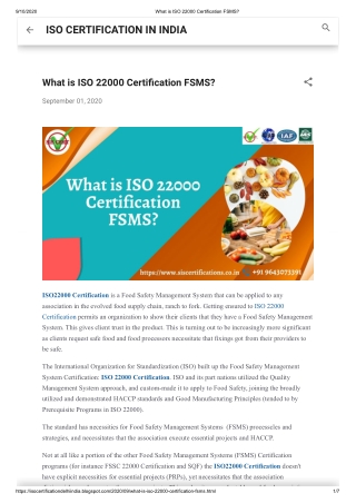 What is ISO 22000 Certification (FSMS)?