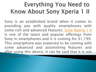 Everything You Need to Know About Sony Xperia 1 II