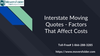 Interstate Moving Quotes - Factors That Affect Costs