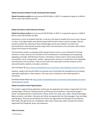 Carmoisine Market Development Report 2020-2025