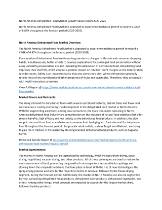 North America Dehydrated Food Market Growth Value Report 2020-2025