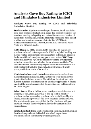 Analysts Gave Buy Rating to ICICI and Hindalco Industries Limited