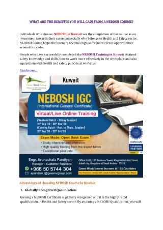 WHAT ARE THE BENEFITS YOU WILL GAIN FROM A NEBOSH COURSE?