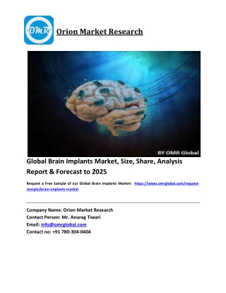 Global Brain Implants Market Size, Industry Trends, Share and Forecast 2019-2025