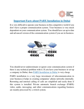 Important Facts about PABX Installation in Dubai