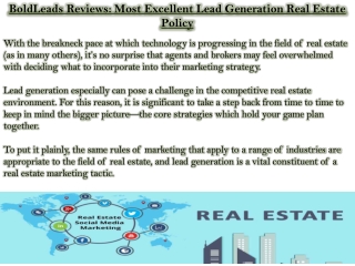 BoldLeads Reviews: Most Excellent Lead Generation Real Estate Policy
