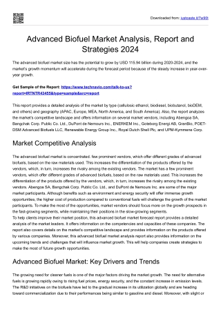 Advanced Biofuel Market Report, News and Demand 2024