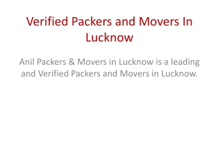 Trusted Packers and Movers In Lucknow