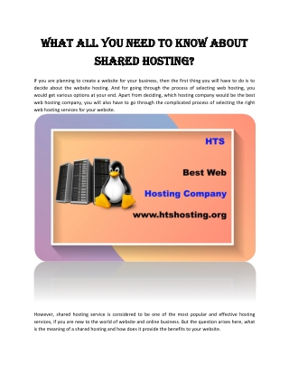 What All You Need to Know About Shared Hosting?