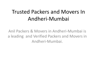 Verified Packers and Movers In Andheri-Mumbai