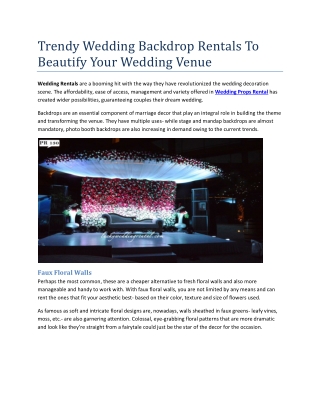 Trendy Wedding Backdrop Rentals To Beautify Your Wedding Venue